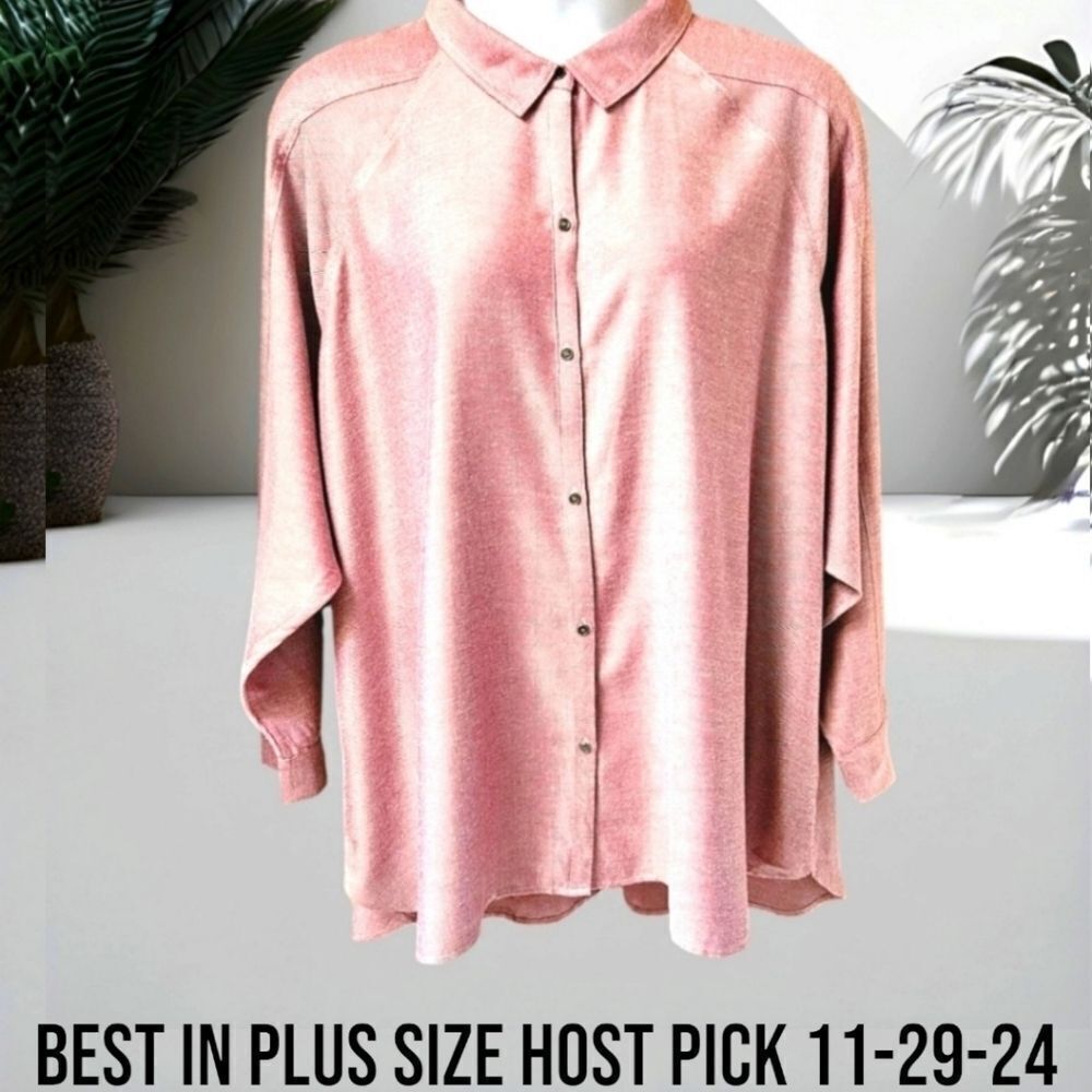 WESTBOUND Women's Plus Size Mauve Super soft Long Sleeve Button - Up Shirt 3X - Picture 2 of 12